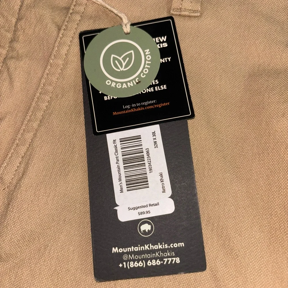 Mountain Khakis NWT Classic Fit Organic Cotton Men's Chinos 32x30 Khaki Pants - Picture 3 of 7